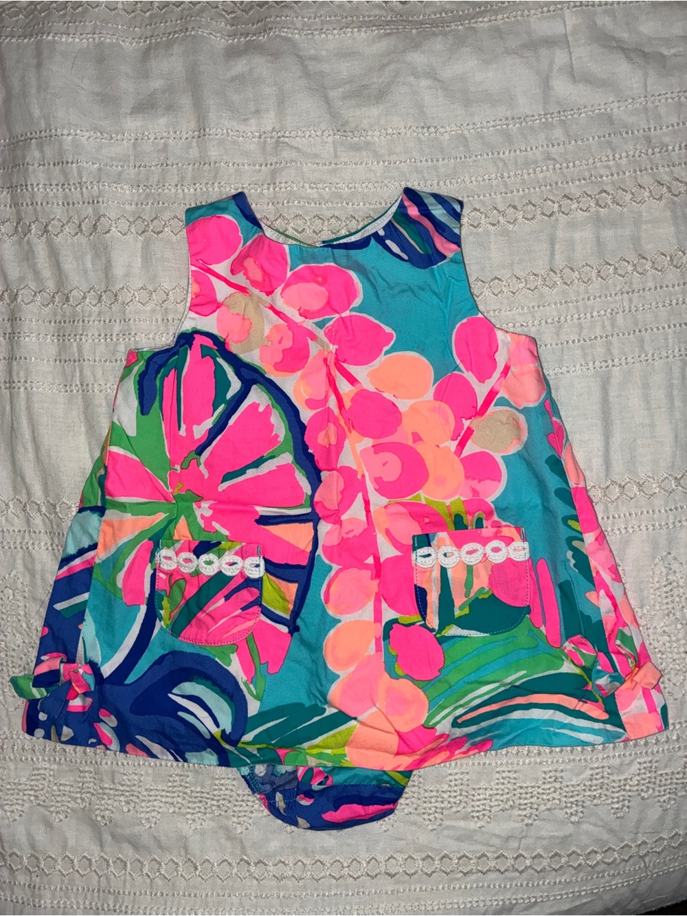 Lilly Pulitzer Toddler Dress in Teal, Hot Pink and Coral Floral